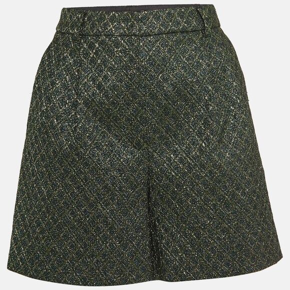 Dolce & Gabbana Pants - Dolce & Gabbana Green Lame Jacquard Pleated Shorts S